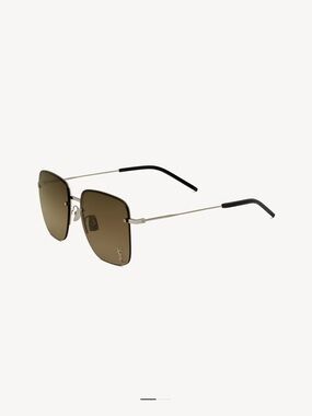Saint Laurent Rimless Square Sunglasses - Gold Frame, Brown Lenses
